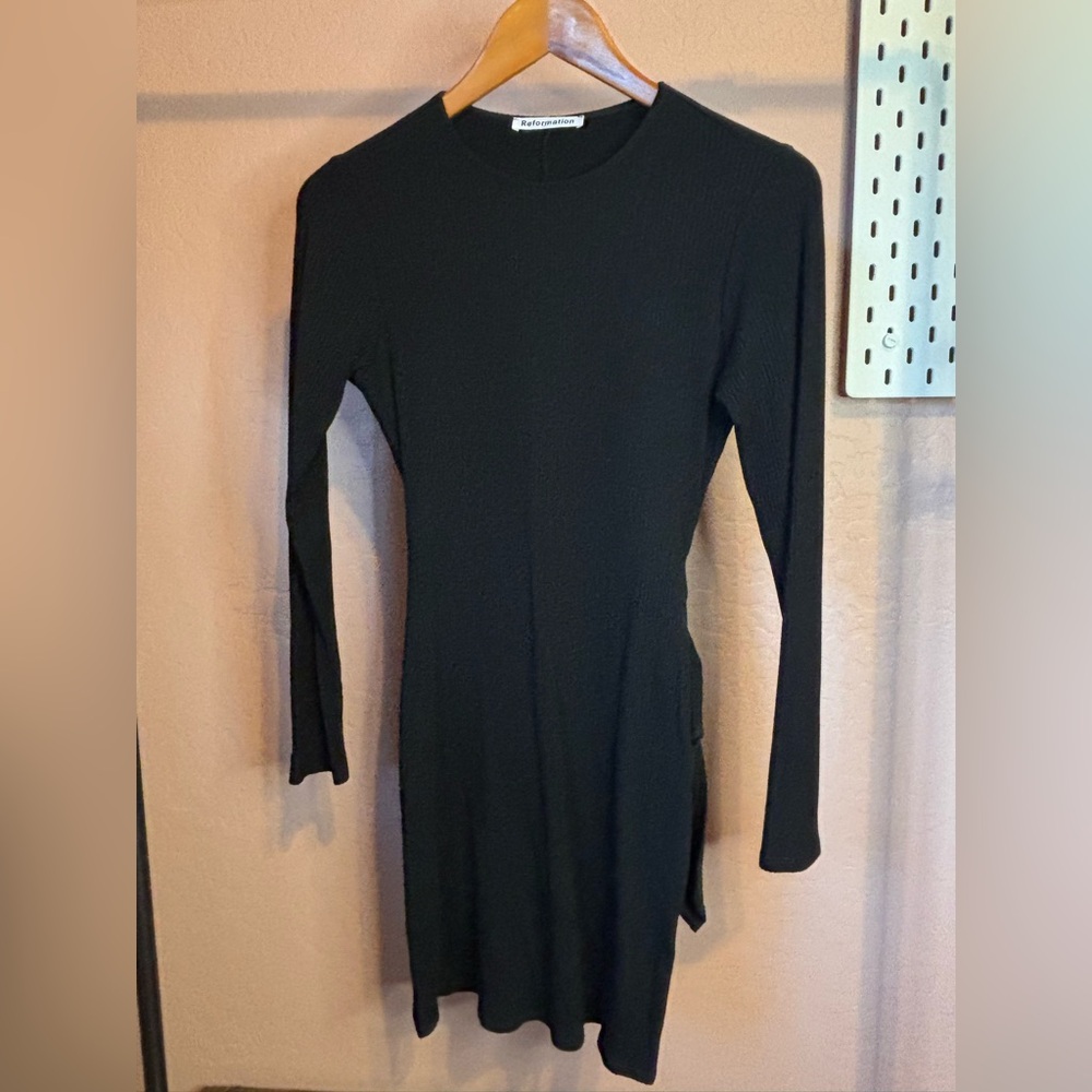 Reformation Ribbed Side Tie Mini Dress